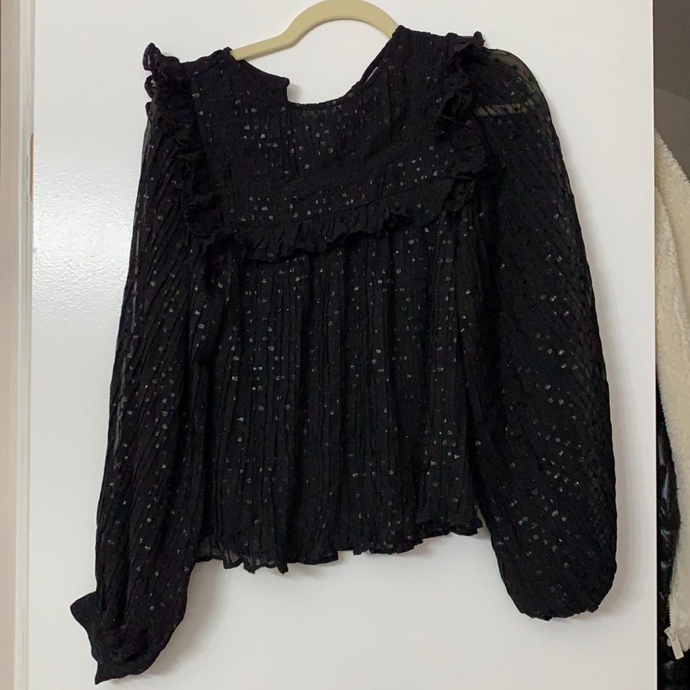 Top shop black chiffon top